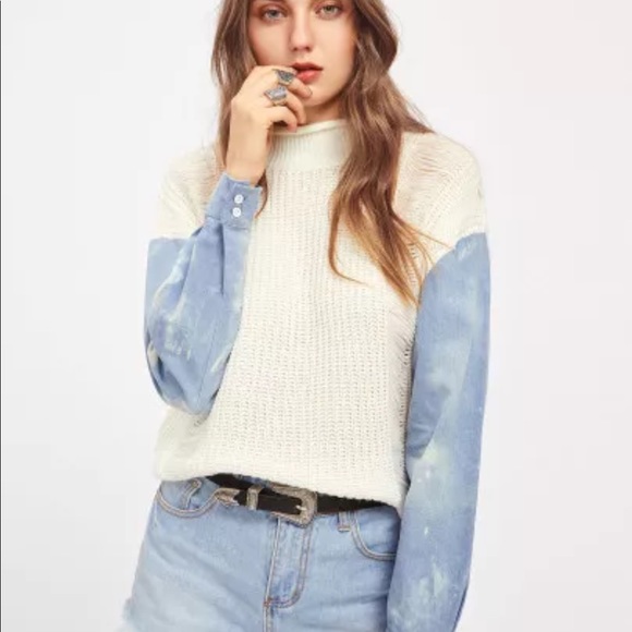 Today Only Denim Sweater Top - Picture 2 of 4